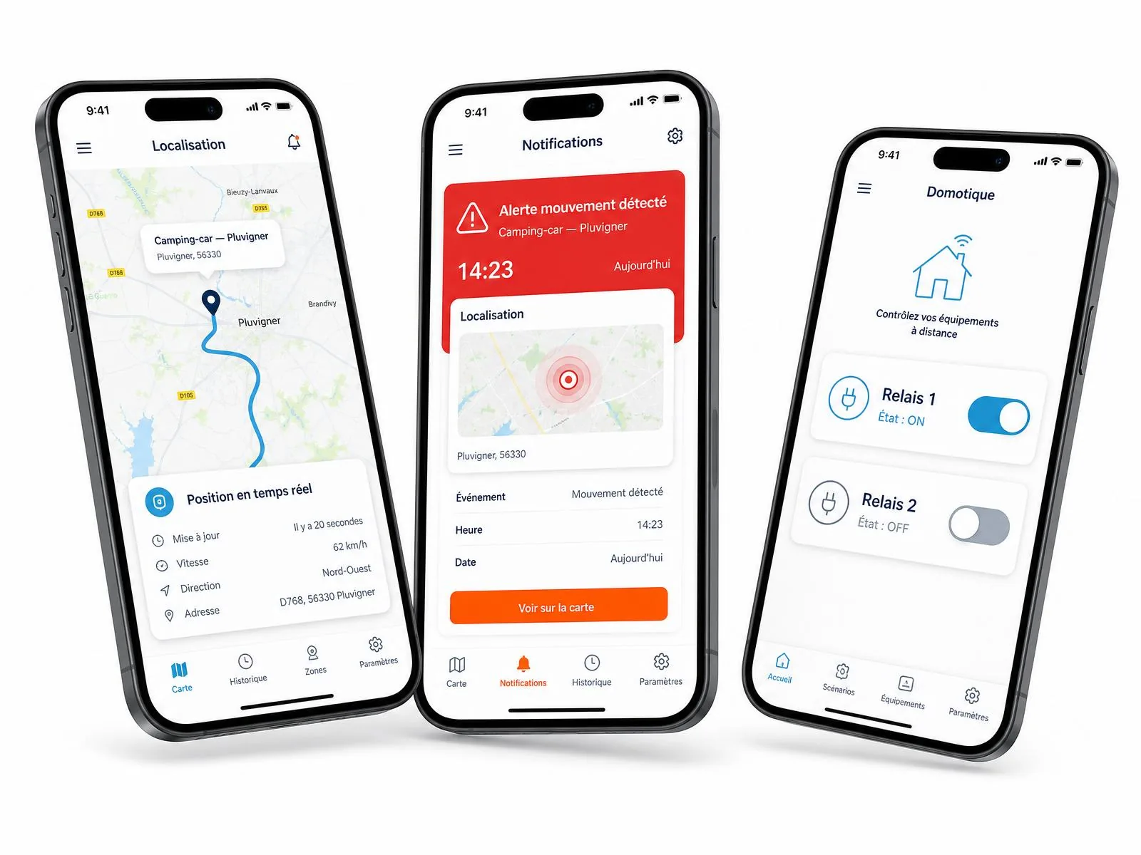 Application KERONDE V4.2 : tracker GPS, alarme et domotique