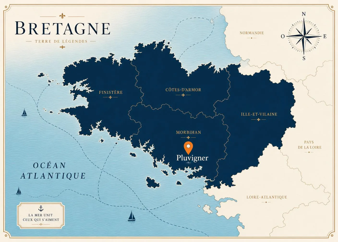 Carte stylisée de la Bretagne — KERONDE à Pluvigner